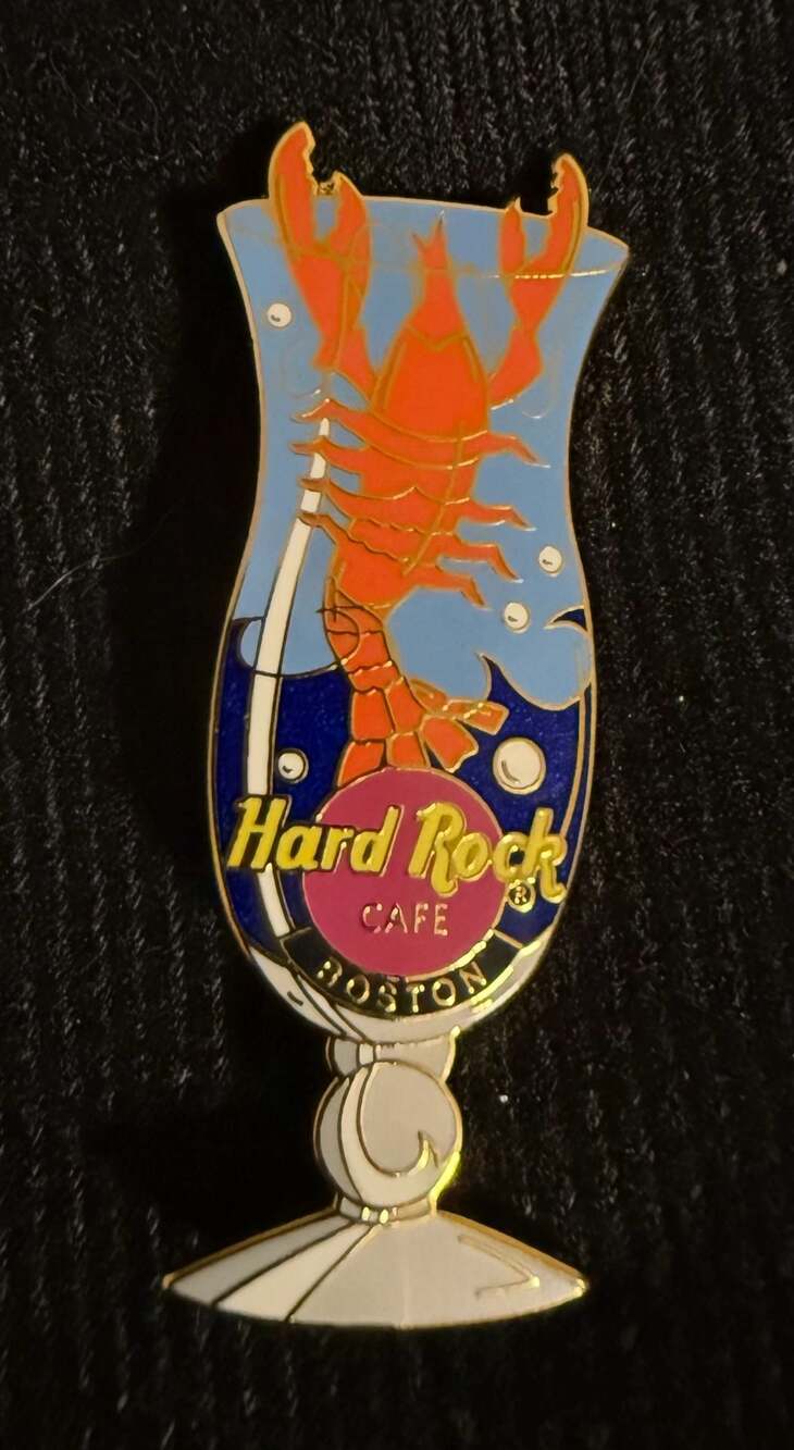 Hard Rock Cafe Boston Hurricane Glass with Lobster Pin